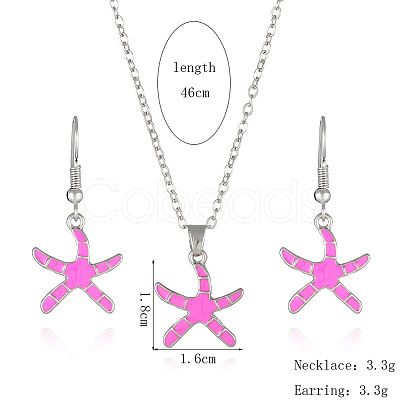 Alloy Enamel Pendant Necklaces & Dangle Earrings Sets FS-WGBC05C-03-1