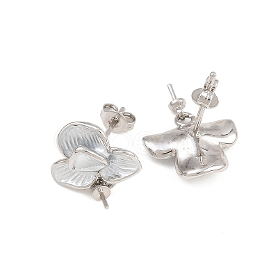 Brass Enamel Stud Earring Findings KK-CBA58F9-01P-05-1