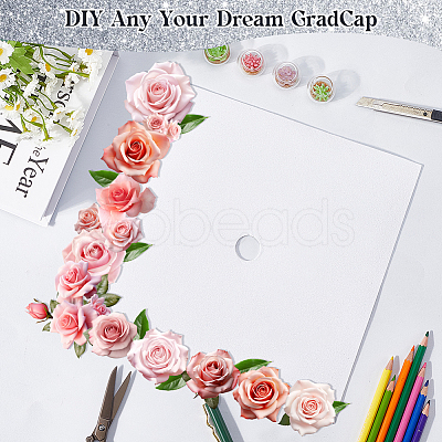 Square EVA Glitter Graduation Cap Topper Stickers DIY-WH20053-05B-1