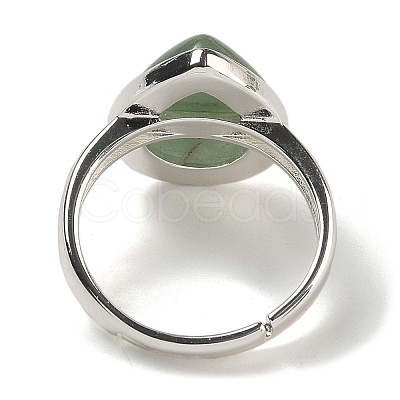 Natural Green Aventurine Teardrop Adjustable Rings RJEW-K371-08S-23-1