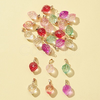 24Pcs 6 Style Transparent Spray Painted Glass Pendants GLAA-FS0001-33-1