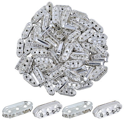 100Pcs Alloy Crystal Rhinestone Spacer Bars FIND-SC0021-30-1