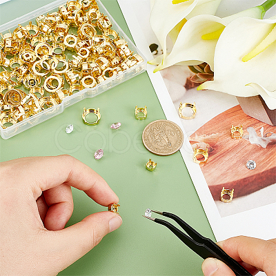160Pcs 4 Style Brass Open Back Bezel Sew on Prong Settings KK-PH0004-03-1