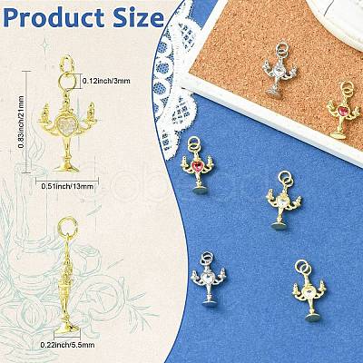 8Pcs 4 Styles Brass Micro Pave Cubic Zirconia Pendants KK-CJ0004-23-1