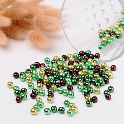 Choc-Mint Mix Pearlized Glass Pearl Beads HY-X006-6mm-04-1