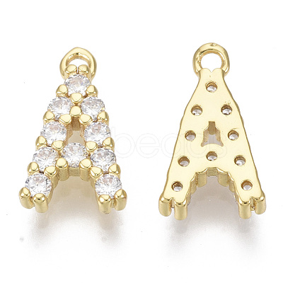 Brass Micro Pave Cubic Zirconia Charms KK-T060-05-G-NF-1