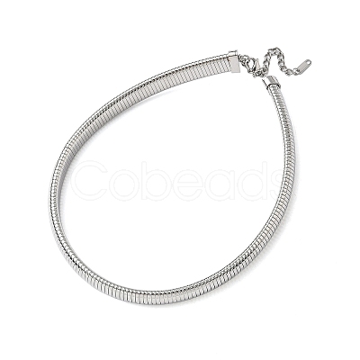 12MM 304 Stainless Steel Flat Snake Chain Necklaces for Women LS-NJEW-U049-01P-1