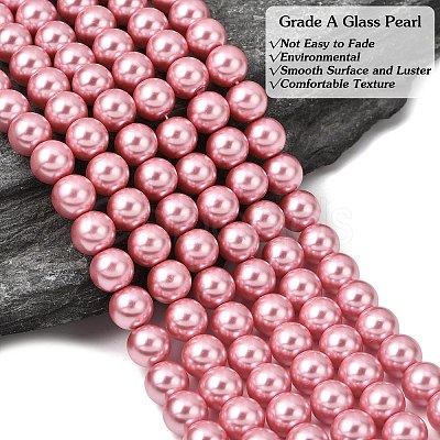 Eco-Friendly Dyed Glass Pearl Round Beads Strands HY-A002-8mm-RB109-1