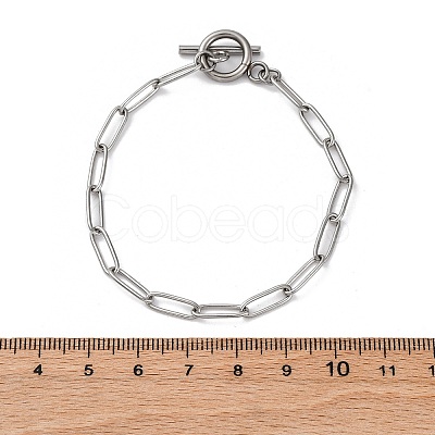 Tarnish Resistant 304 Stainless Steel Paperclip Chain Bracelets X-BJEW-JB04967-1