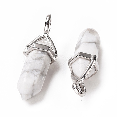 Natural Howlite Pointed Pendants G-K329-55P-1