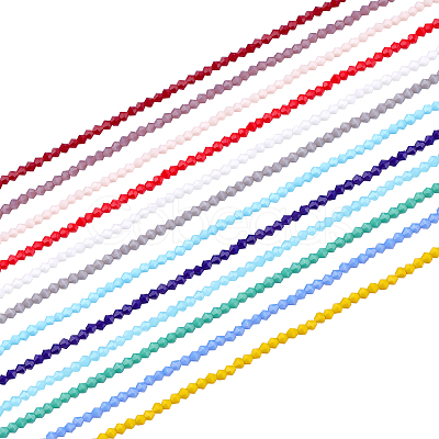 12 Strands 12 Colors Opaque Solid Color Glass Beads Strands GLAA-GA0001-24-1