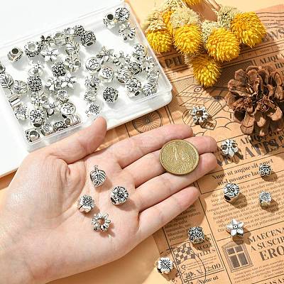 60Pcs 10 Styles Tibetan Style Alloy European Beads TIBE-CJ0001-26-1