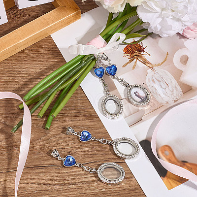 6Pcs Alloy Oval Locket Pendants PALLOY-MA00005-1