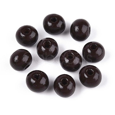 Spray Painted Round Natural Schima Wood Beads WOOD-A018-8mm-12-1
