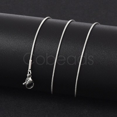 Non-Tarnish Classic Plain 304 Stainless Steel Mens Womens Snake Chain Necklaces X-STAS-M174-018P-B-1