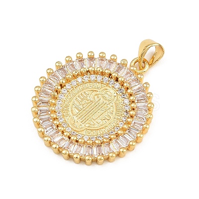 Rack Plating Brass Micro Pave Cubic Zirconia Pendants KK-E072-22G-1