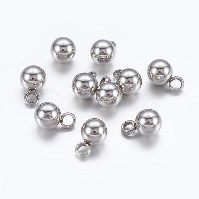 Tarnish Resistant Original Color Ball Charms 304 Stainless Steel Round Pendants X-STAS-E037-1-1