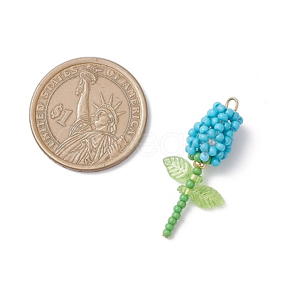 Glass Seed Beaded Rose Pendants PALLOY-MZ00959-06-1