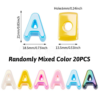 20Pcs UV Plating Opaque Acrylic European Beads OACR-TADJ0001-16A-1