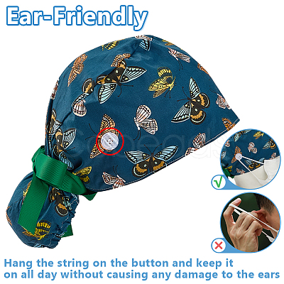 2Pcs 2 Colors Cute Cartoon Adjustable Cotton Surgical Cap AJEW-OC0014-18B-1