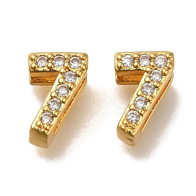 Rack Plating Number Brass Micro Pave Clear Cubic Zirconia Silde Charms KK-A231-13H-1