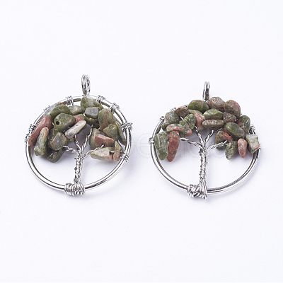 Natural Unakite Pendants G-E419-23P-1
