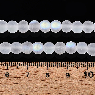 Frosted Imitation Jade Glass Beads Strands GLAA-T032-J6mm-MBB02-1