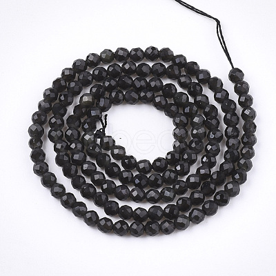 Natural Black Obsidian Beads Strands G-T108-41-1