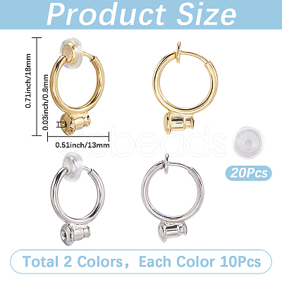 20Pcs 2 Colors Brass Clip-on Hoop Earring Converters Findings KK-SP0002-53-1