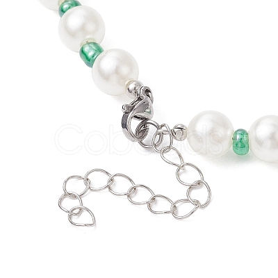 Fruit Polymer Clay & Glass Seed & Acrylic Pearl Beaded Necklace NJEW-JN04582-02-1
