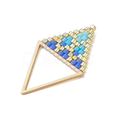 3Pcs MIYUKI Glass Seed Beaded Rhombus Pendants PALLOY-MZ01175-1