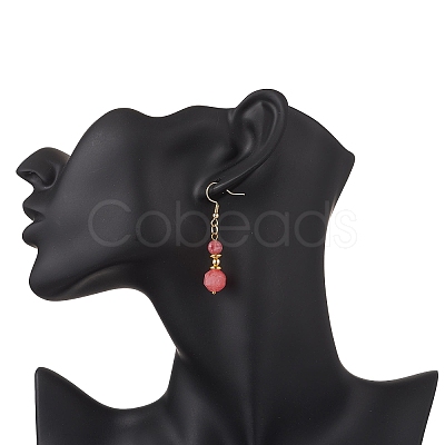Natural Rhodochrosite Dangle Earrings EJEW-JE06631-02-1