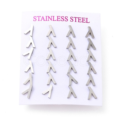 Tarnish Resistant 304 Stainless Steel Greek Alphabet Stud Earrings STAS-D007-07P-11-1