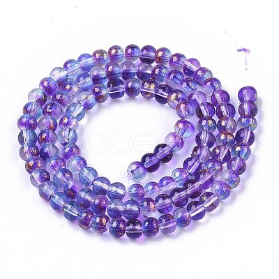 Transparent Spray Painted Glass Bead Strands GLAA-N035-03A-B03-1