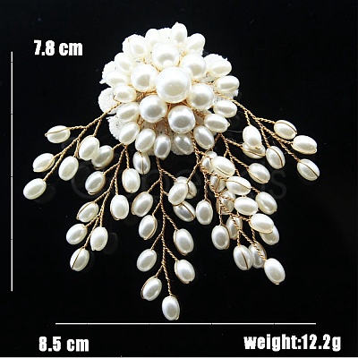 Handmade Plastic Imitation Pearl Alloy Flower Brooch PW-WG92375-03-1