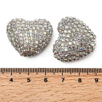 Sparkling Acrylic Heart Beads with Rhinestone Embellishment OACR-NH0001-02B-07-1
