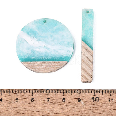 12Pcs 6 Styles Opaque Resin & Ash Wood Pendants RESI-N053-12-1