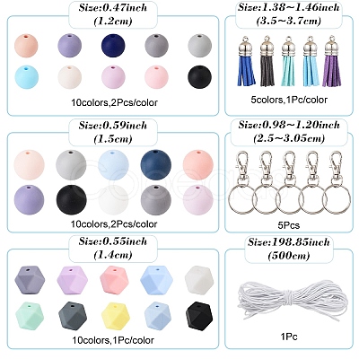 DIY Silicone Bead & Faux Suede Tassel Pendant Decorations Making Kits DIY-YW0010-10-1