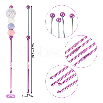 4Pcs DIY Alloy Beadable Crochet Hooks AJEW-TA0003-50B-1