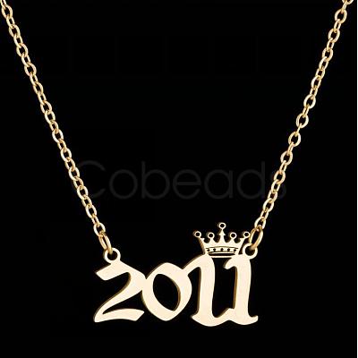 Crown Birth Year 201 Stainless Steel Pendant Necklaces for Women FS-WG4E8F2-32-1