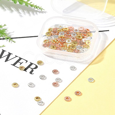 3 Colors Brass Flat Round Spacer Beads KK-FS0001-36-1