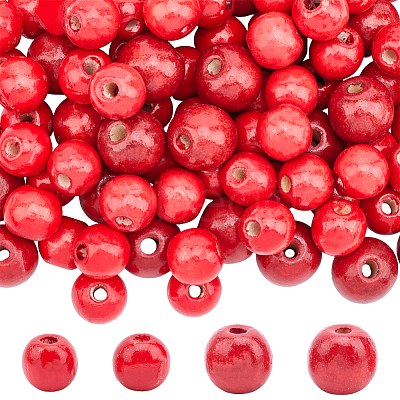 150Pcs 2 Styles Dyed Natural Wood Beads COCO-PA0001-14-1