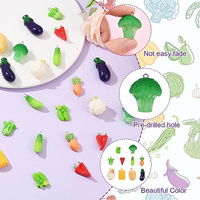 30Pcs 10 Styles Resin Pendants RESI-YW0004-20-1