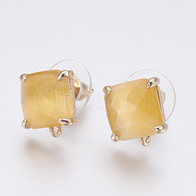 Faceted Glass Stud Earring Findings GLAA-F084-C04-1