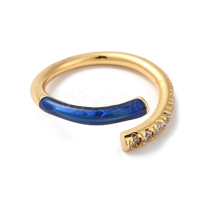 Rack Plating Brass Cubic Zirconia Open Cuff Rings for Women RJEW-S407-04-1
