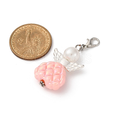Angel Plastic Pearl & Acrylic Pendant Decorations HJEW-JM03466-1