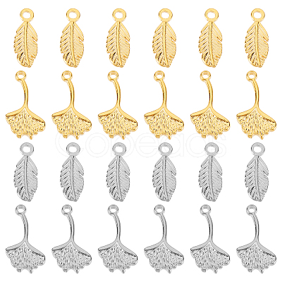 24Pcs 4 Style 304 Stainless Steel Pendants STAS-DC0010-14-1