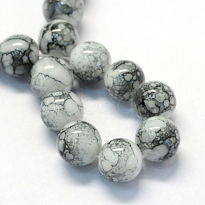 Baking Paint Glass Round Bead Strands DGLA-Q019-6mm-42-1