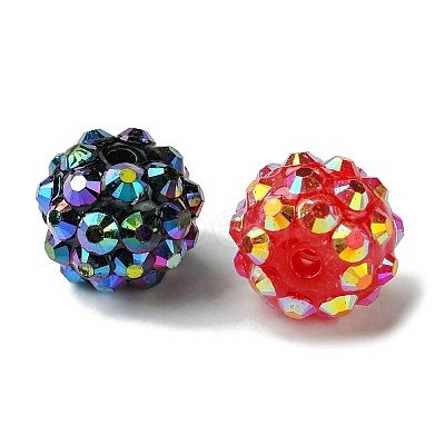 30Pcs 6 Colors Resin Rhinestone Beads RESI-FS0001-64-1