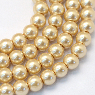 Baking Paint Pearlized Glass Pearl Round Bead Strands HY-Q003-10mm-42-1